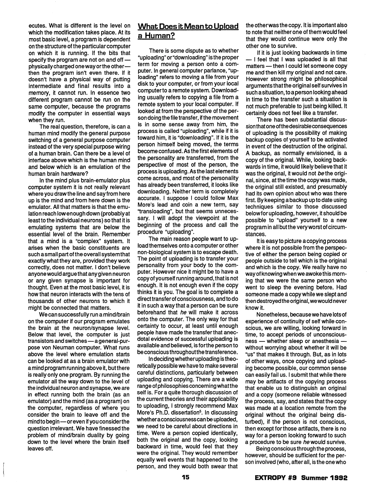 Extropy #9, page 15 (original scan)