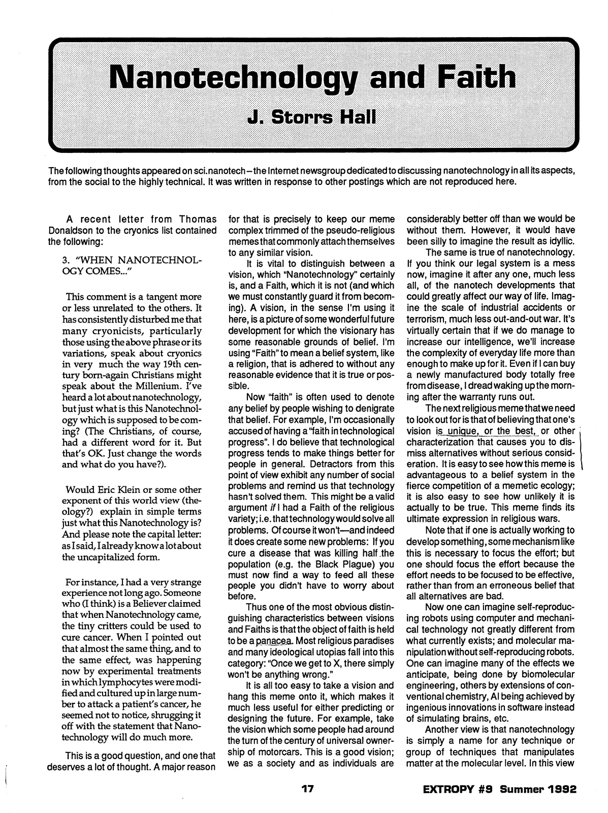 Extropy #9, page 17 (original scan)