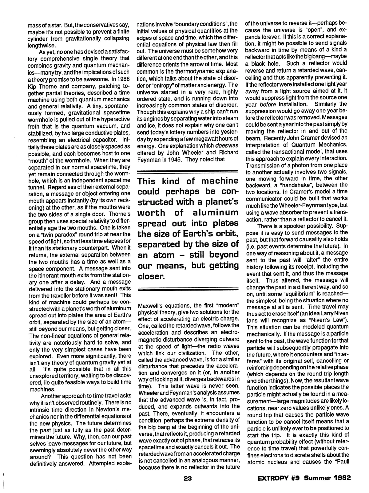 Extropy #9, page 23 (original scan)