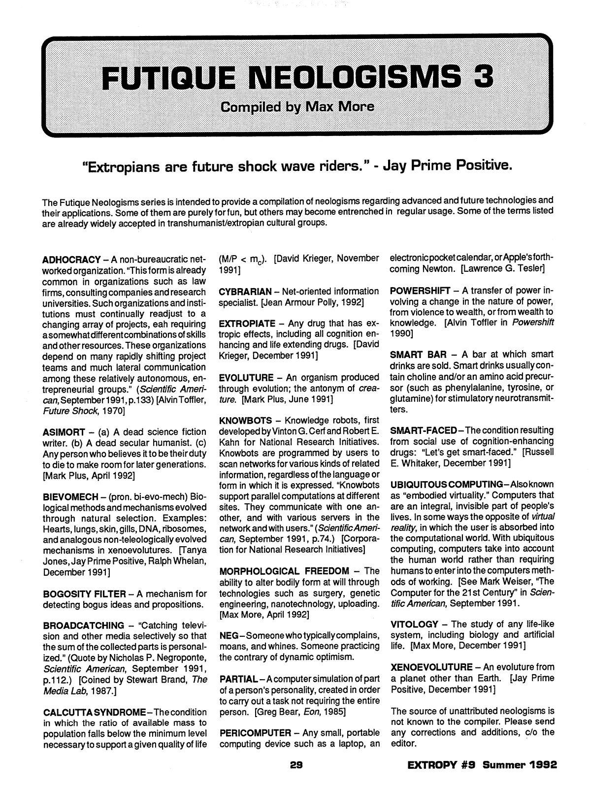 Extropy #9, page 29 (original scan)
