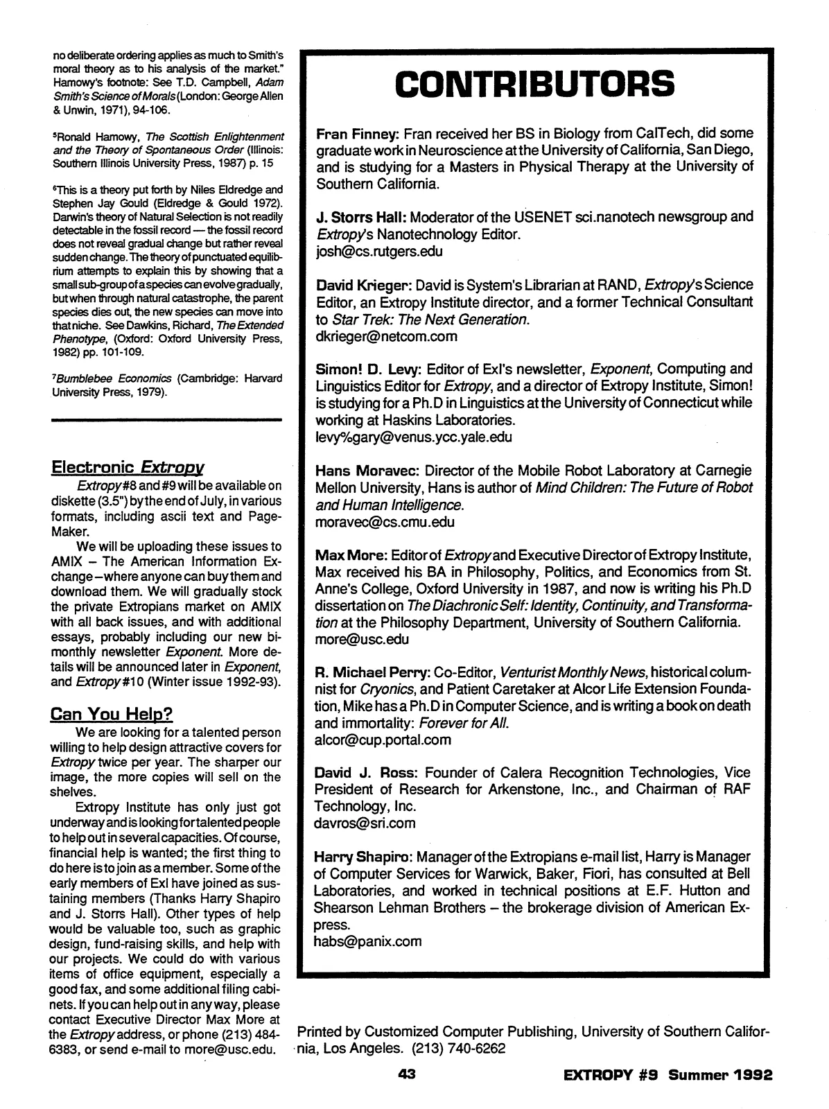Extropy #9, page 43 (original scan)