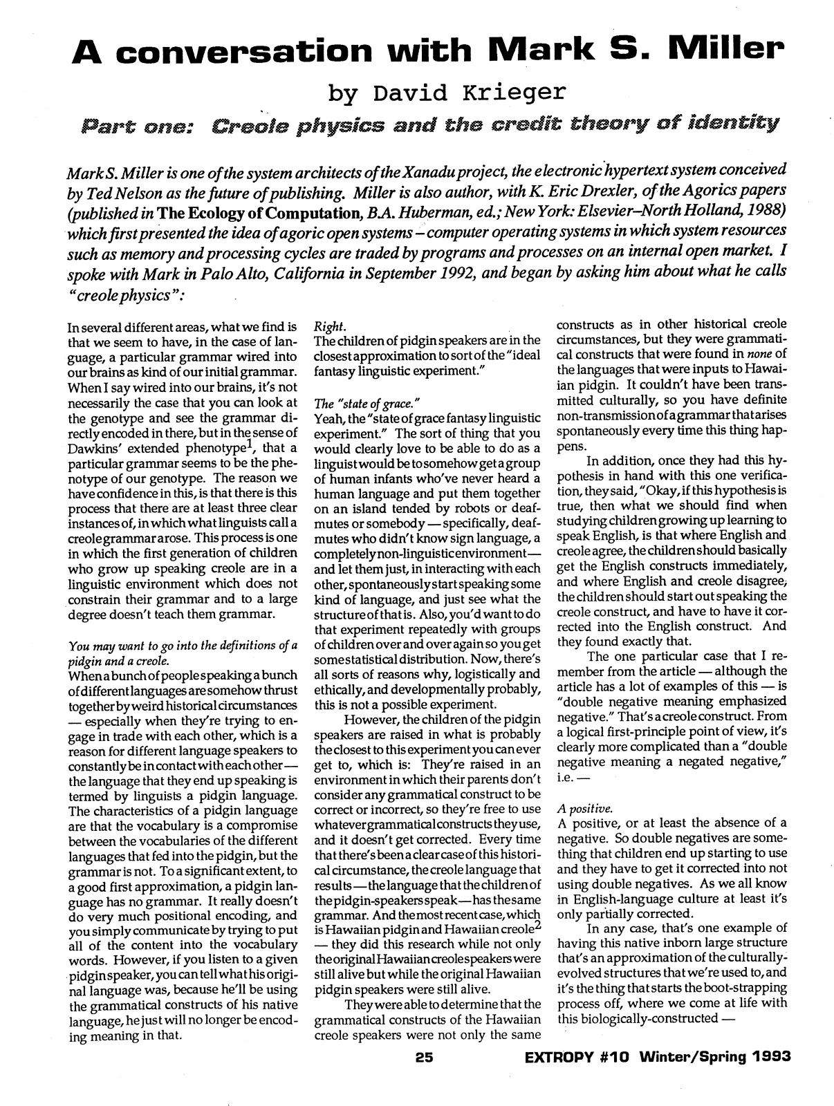 Extropy #10, page 23 (original scan)