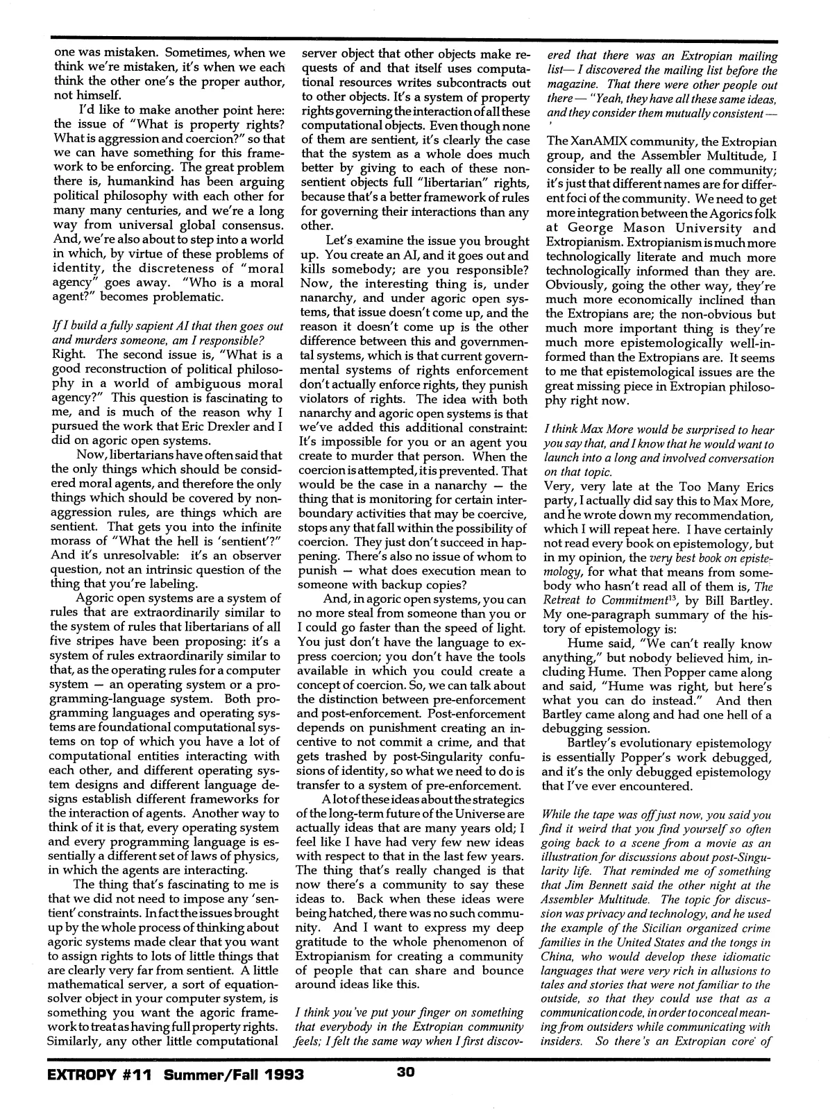 Extropy #11, page 28 (original scan)