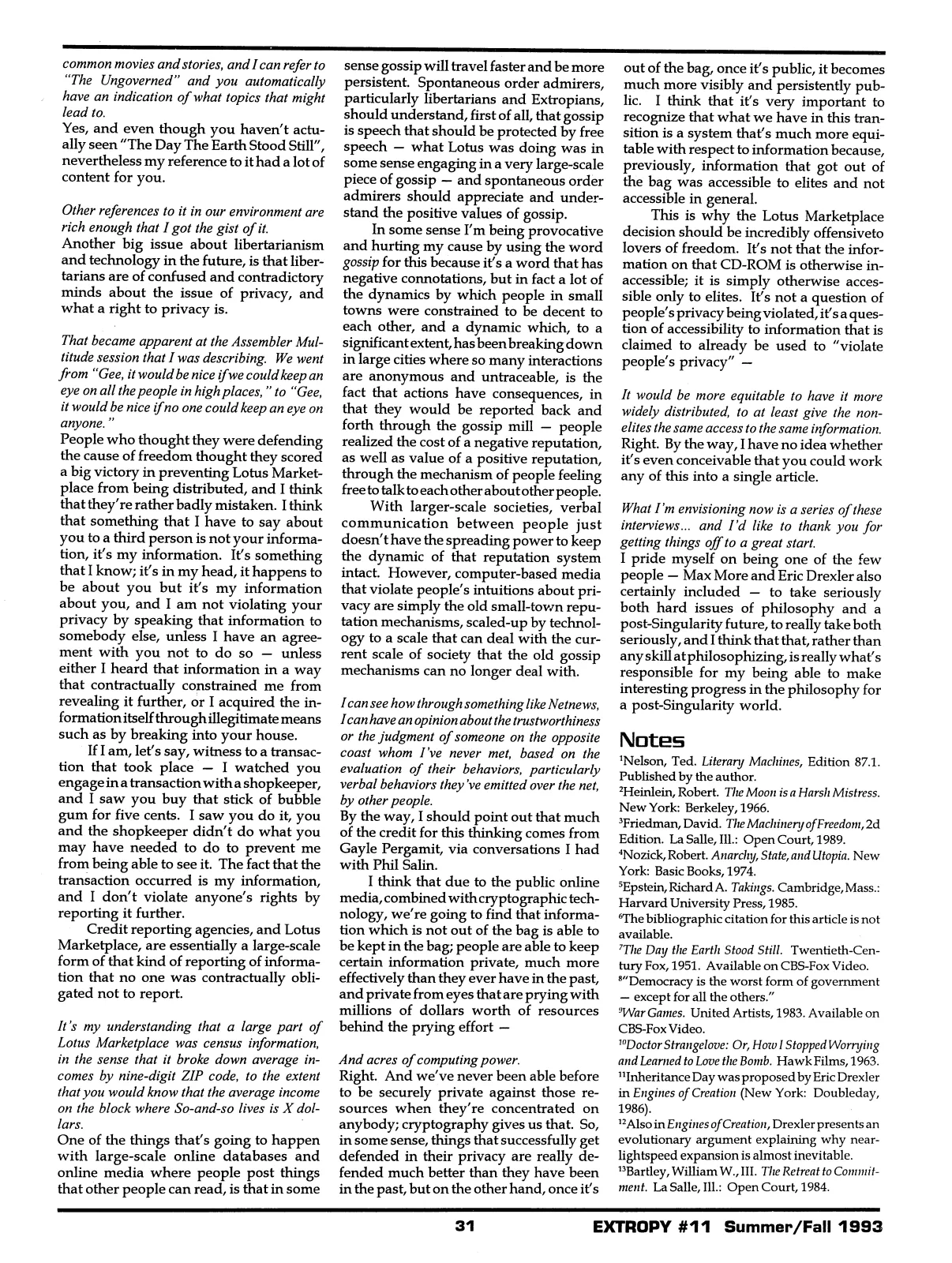 Extropy #11, page 29 (original scan)
