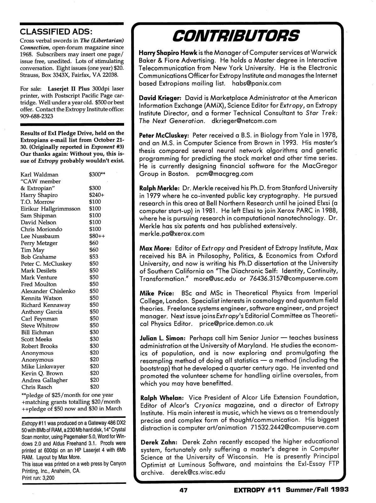 Extropy #11, page 45 (original scan)