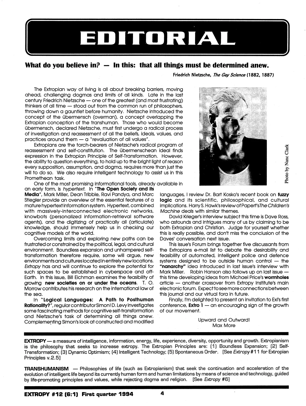 Extropy #12, page 2 (original scan)