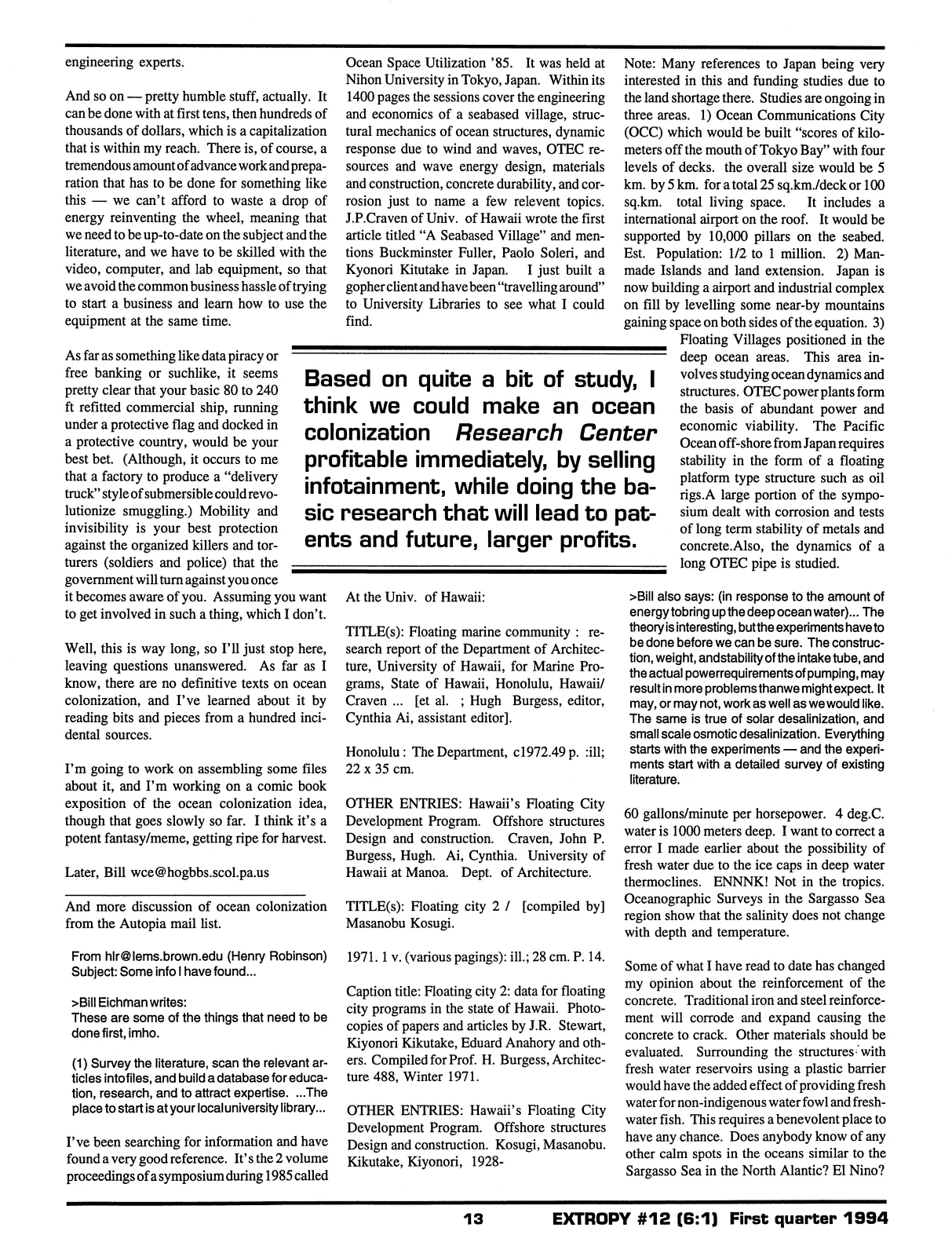 Extropy #12, page 11 (original scan)
