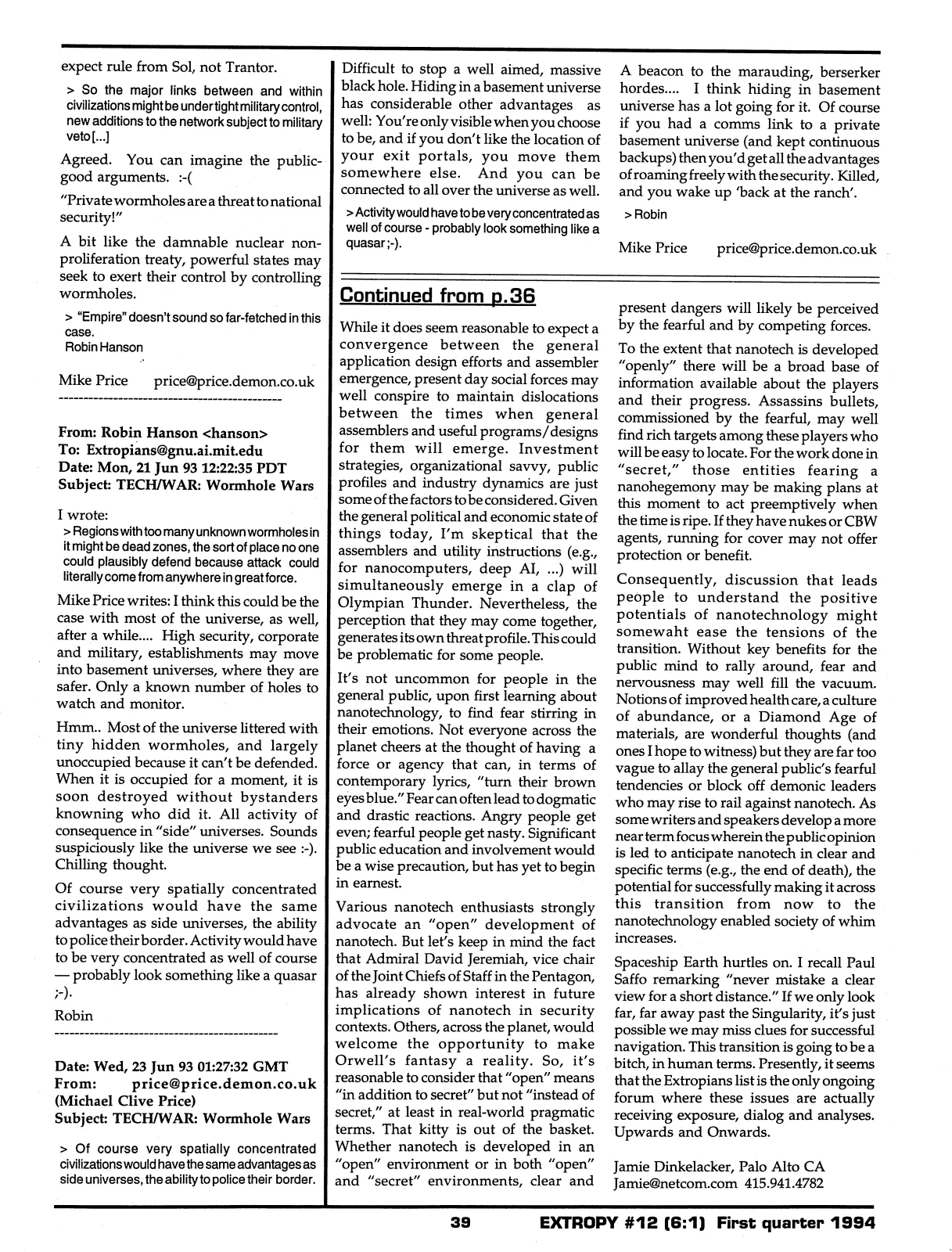Extropy #12, page 37 (original scan)