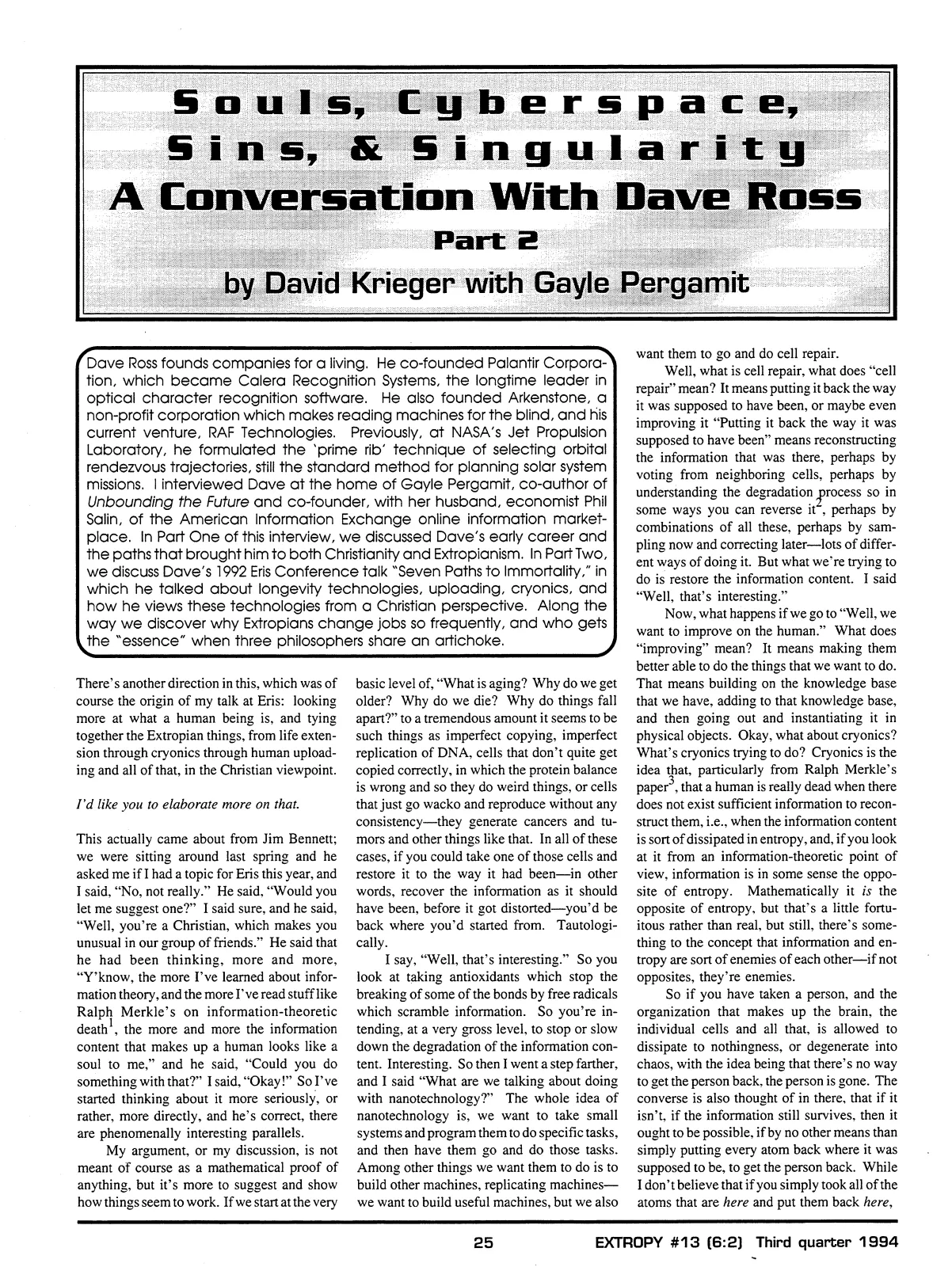 Extropy #13, page 23 (original scan)