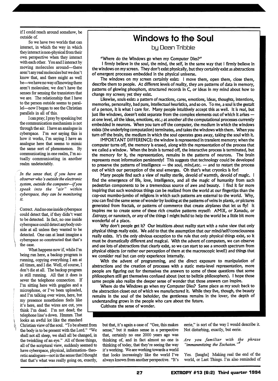Extropy #13, page 25 (original scan)