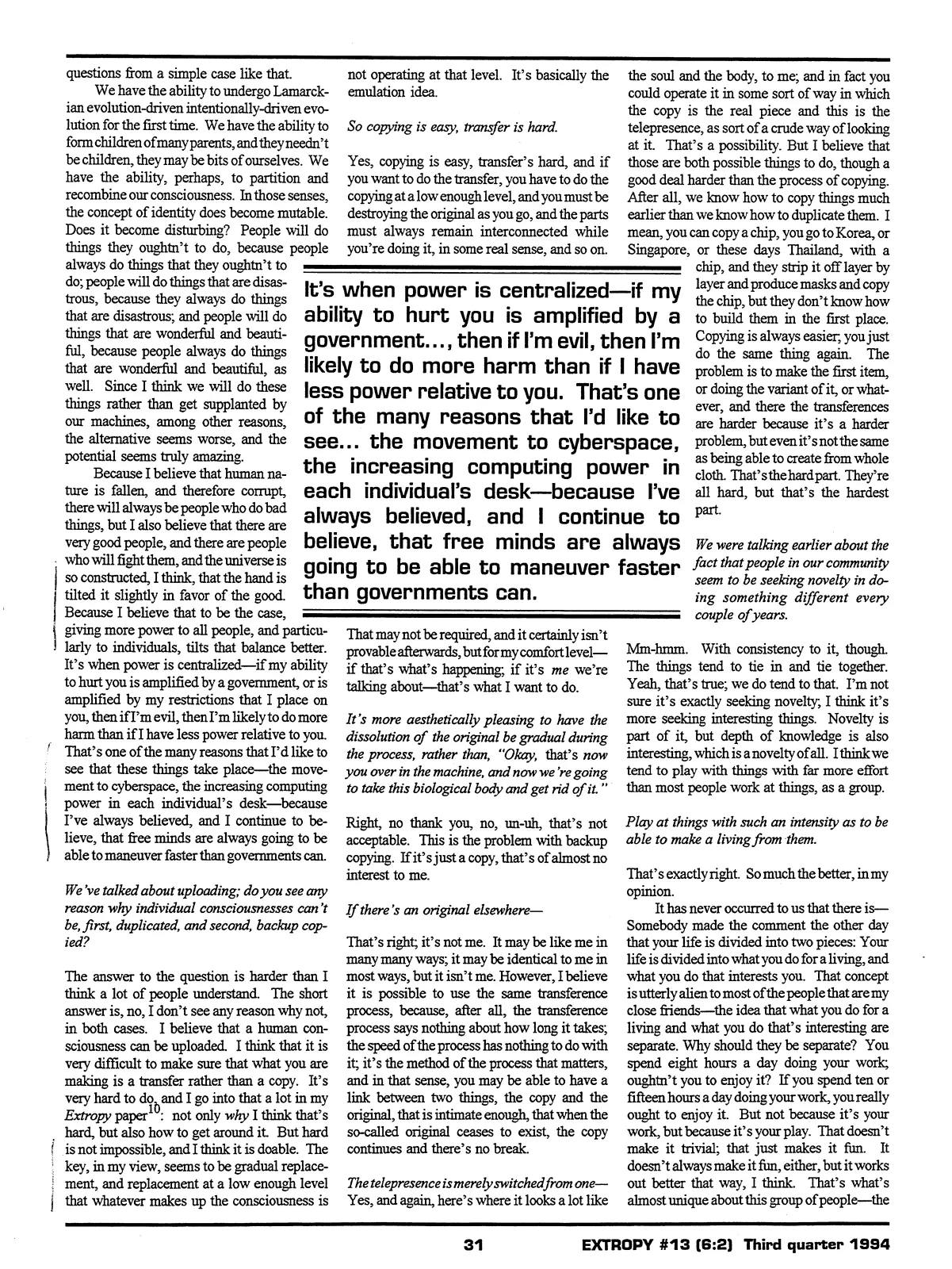 Extropy #13, page 29 (original scan)