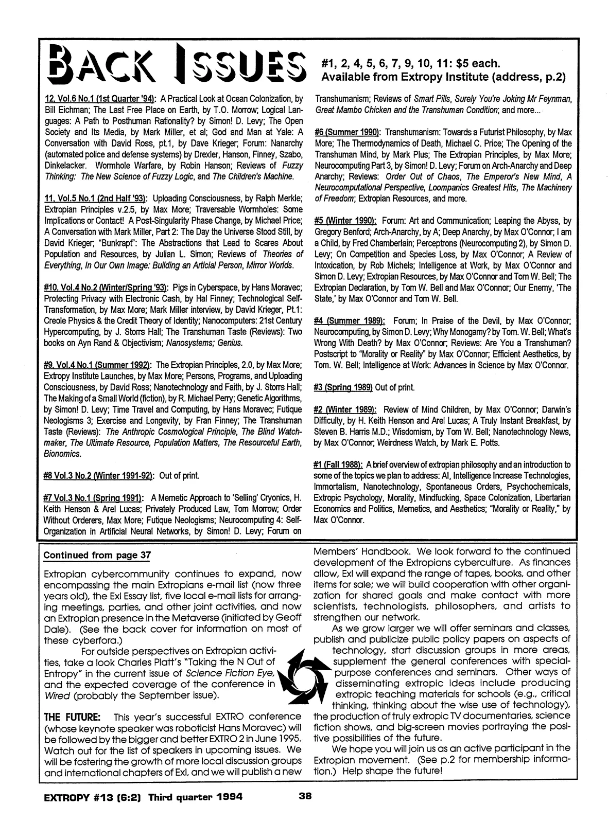 Extropy #13, page 36 (original scan)