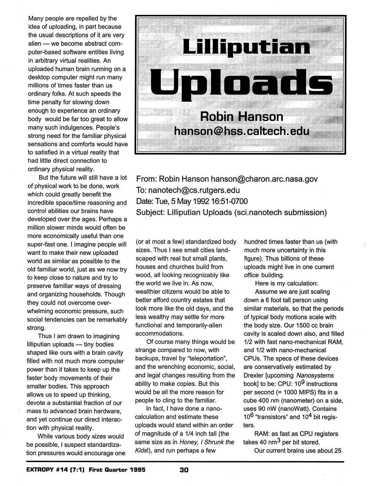 Extropy #14, page 28 (original scan)