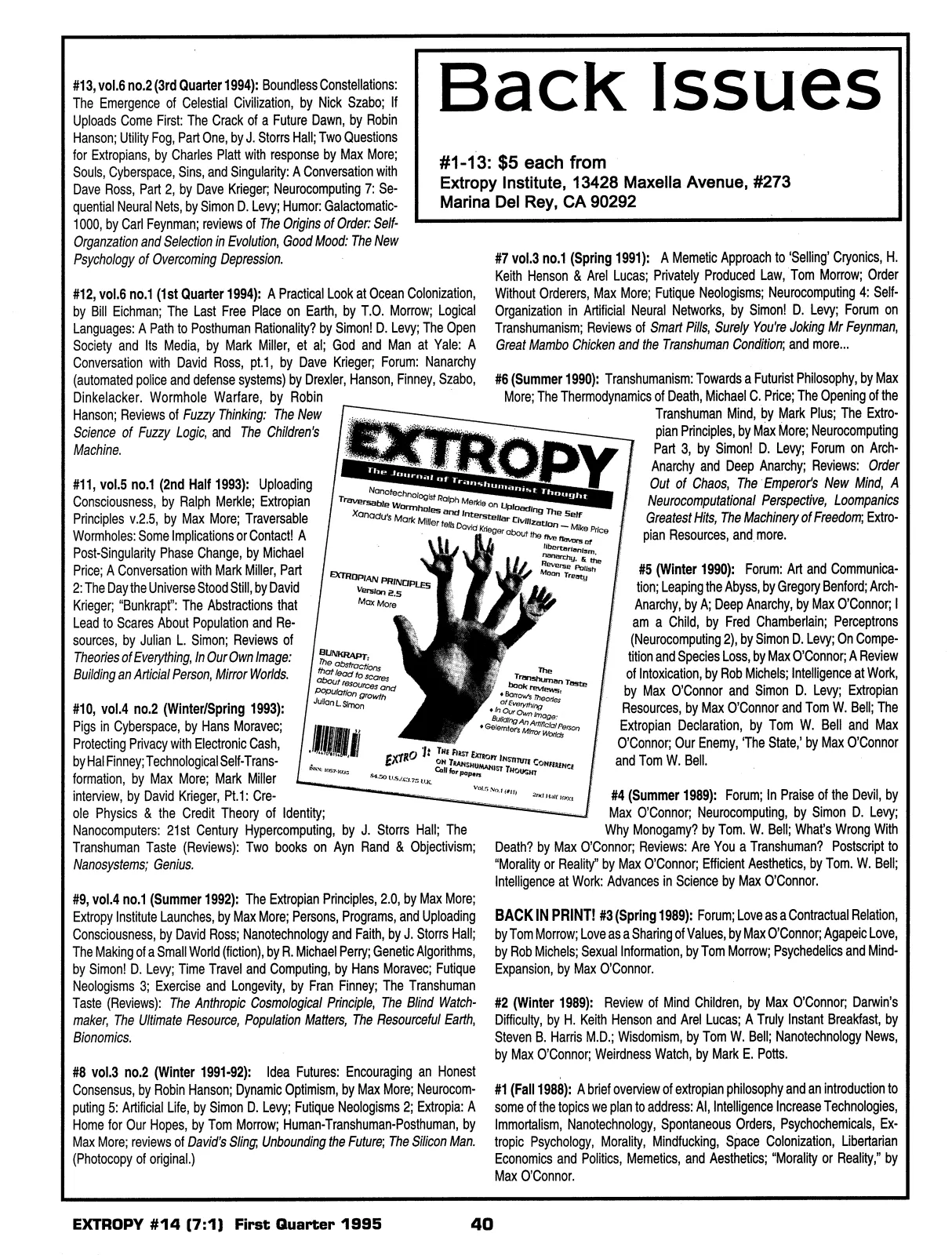 Extropy #14, page 38 (original scan)