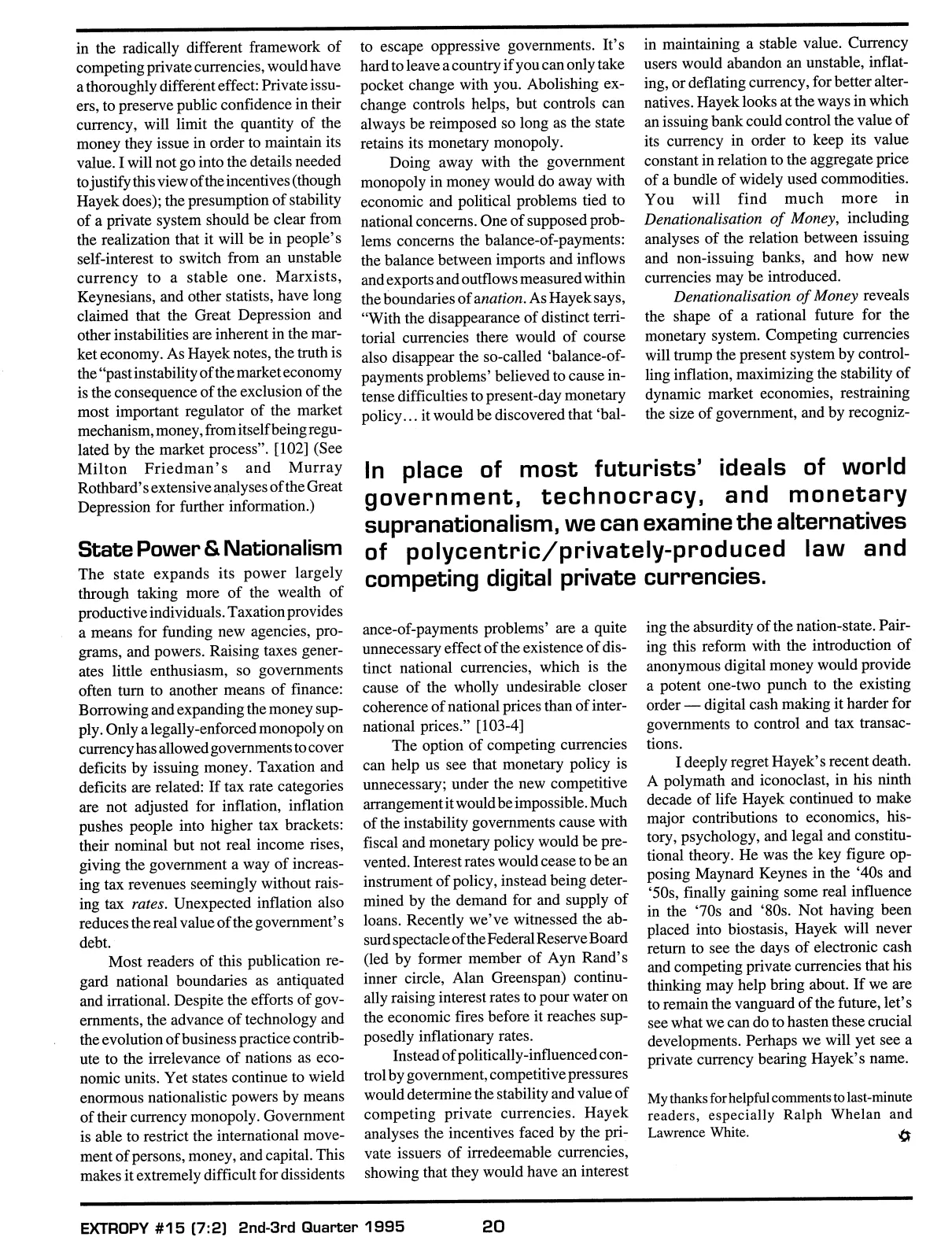 Extropy #15, page 18 (original scan)