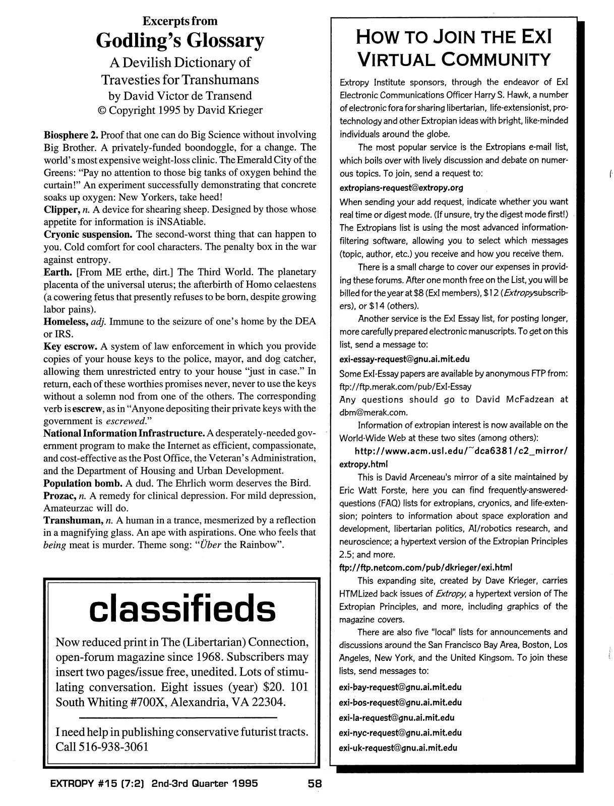 Extropy #15, page 56 (original scan)