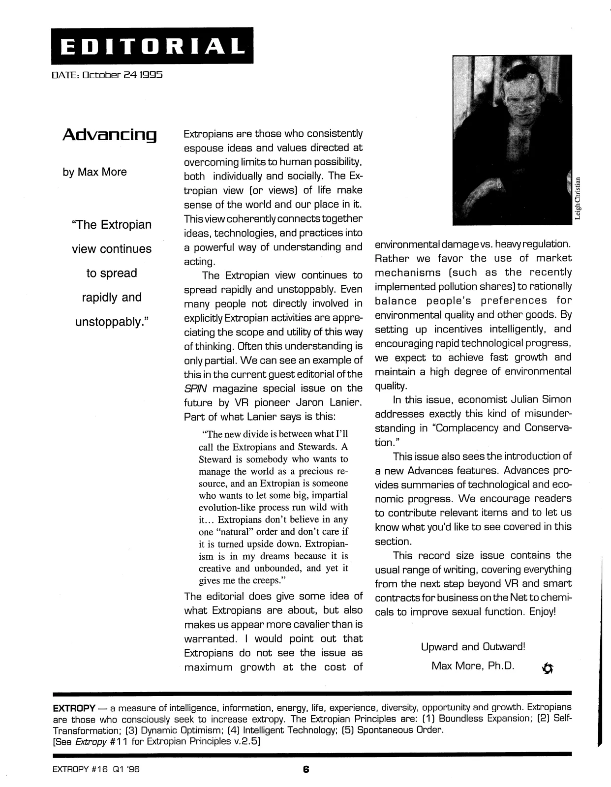 Extropy #16, page 4 (original scan)