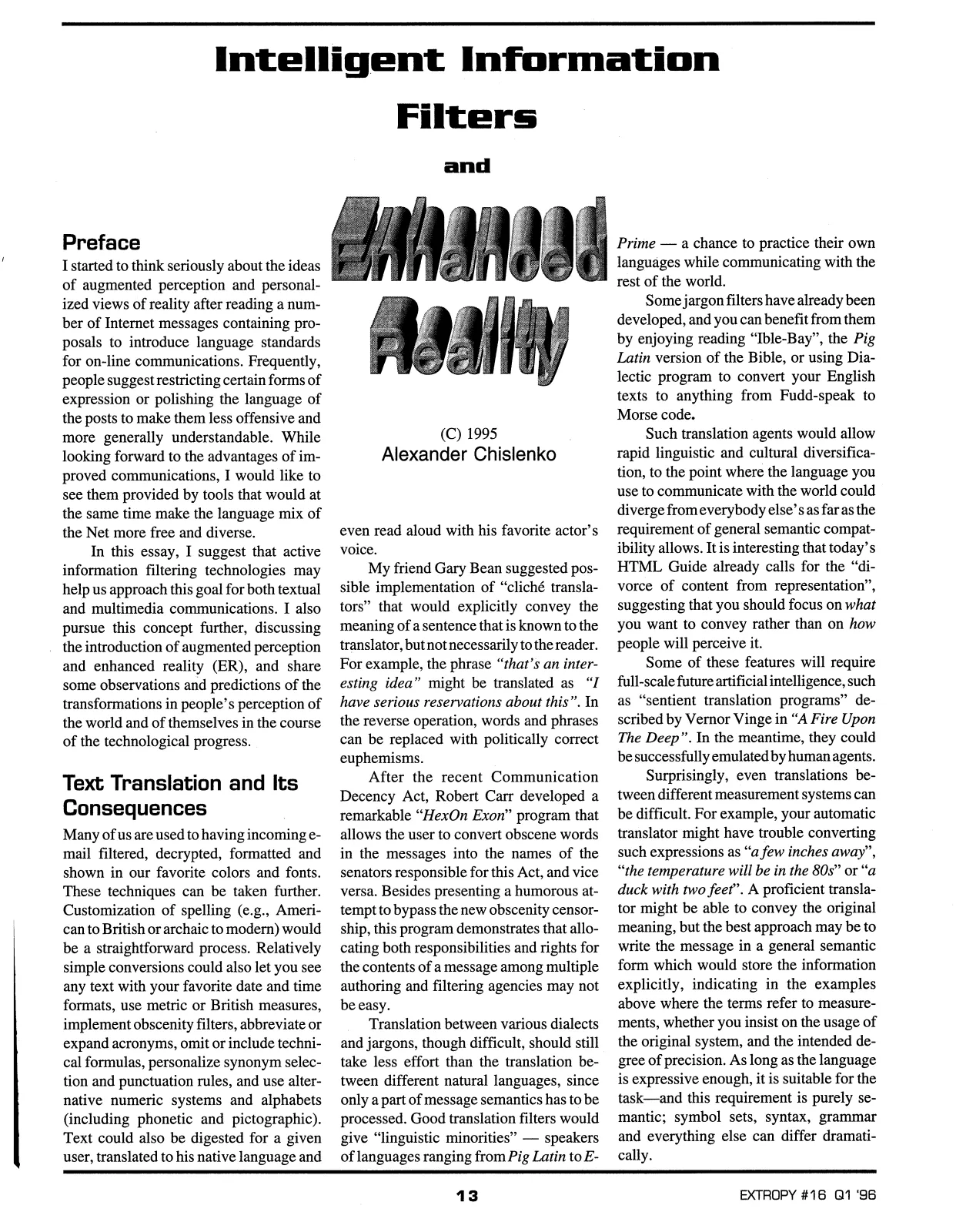 Extropy #16, page 11 (original scan)