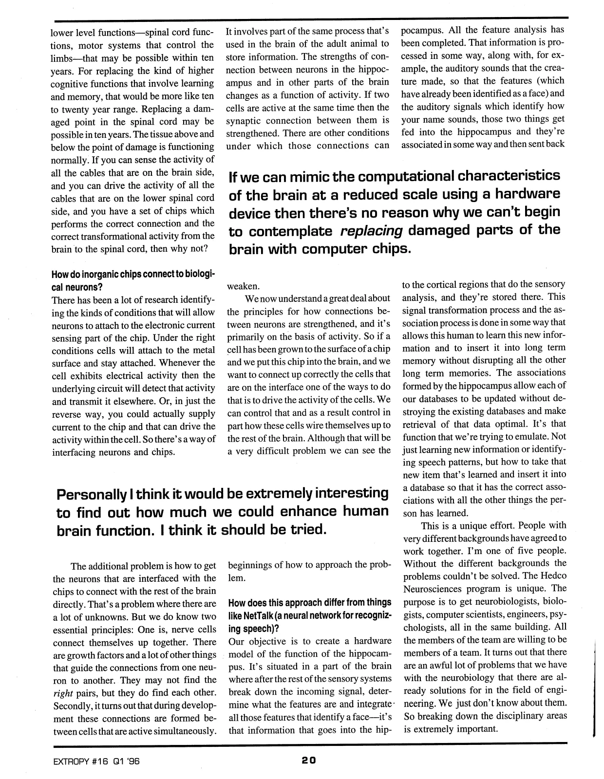 Extropy #16, page 18 (original scan)