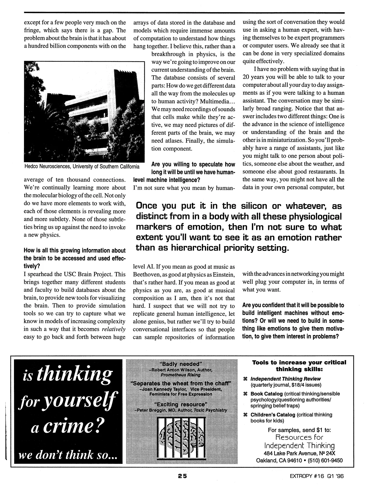 Extropy #16, page 23 (original scan)