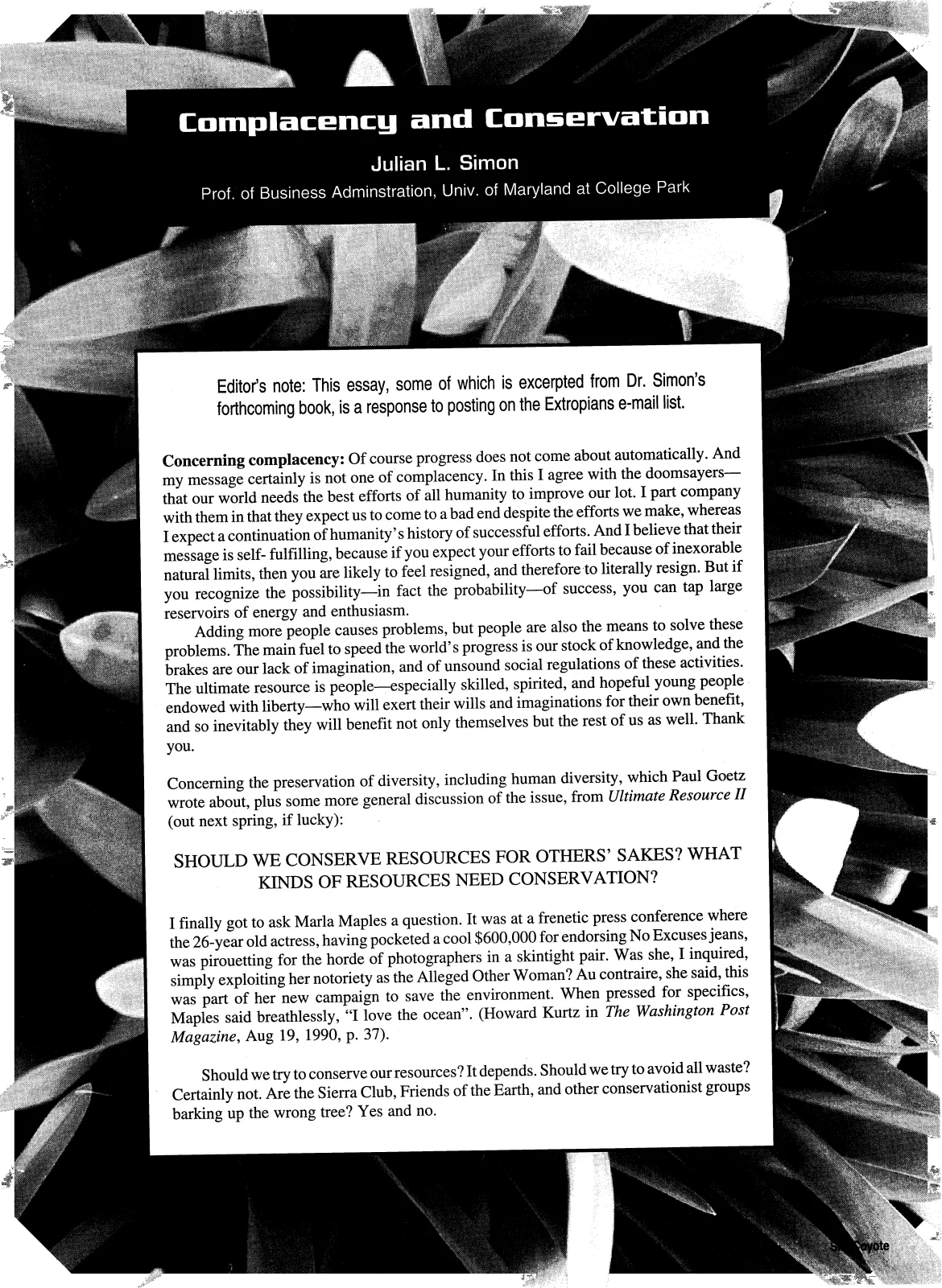Extropy #16, page 31 (original scan)