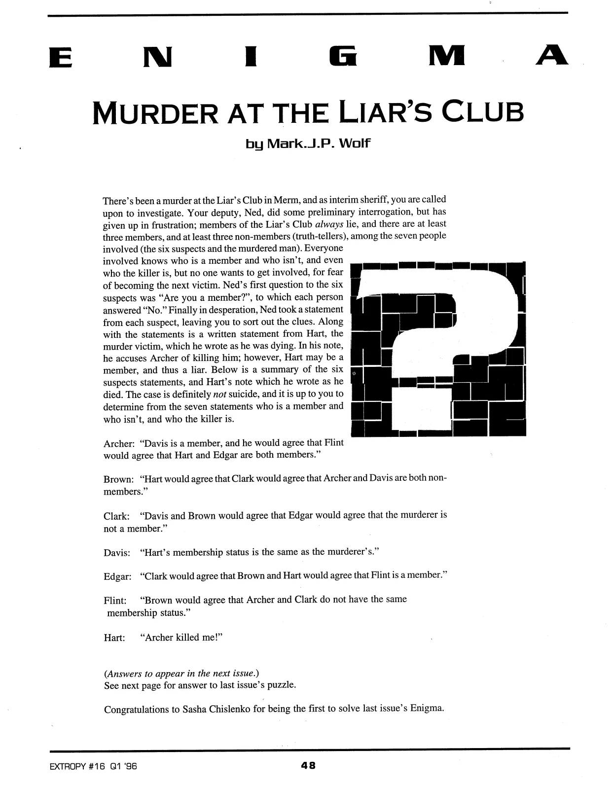 Extropy #16, page 46 (original scan)