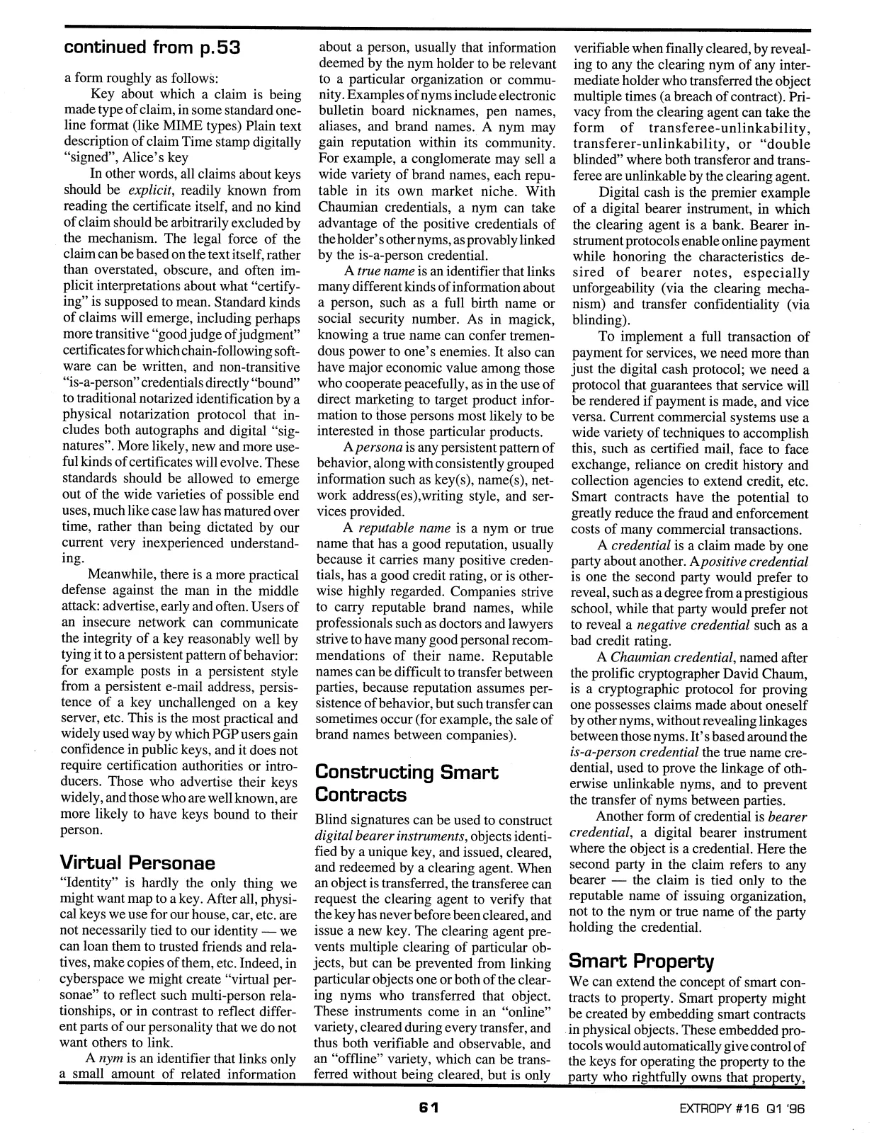 Extropy #16, page 59 (original scan)