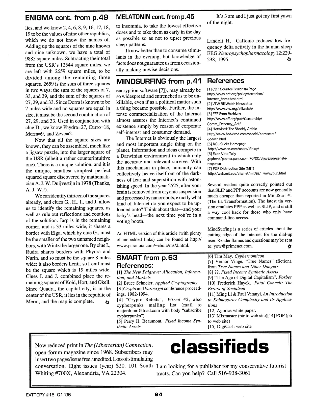 Extropy #16, page 62 (original scan)