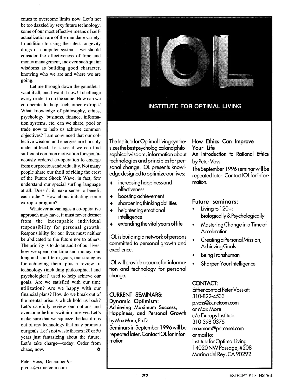 Extropy #17, page 25 (original scan)