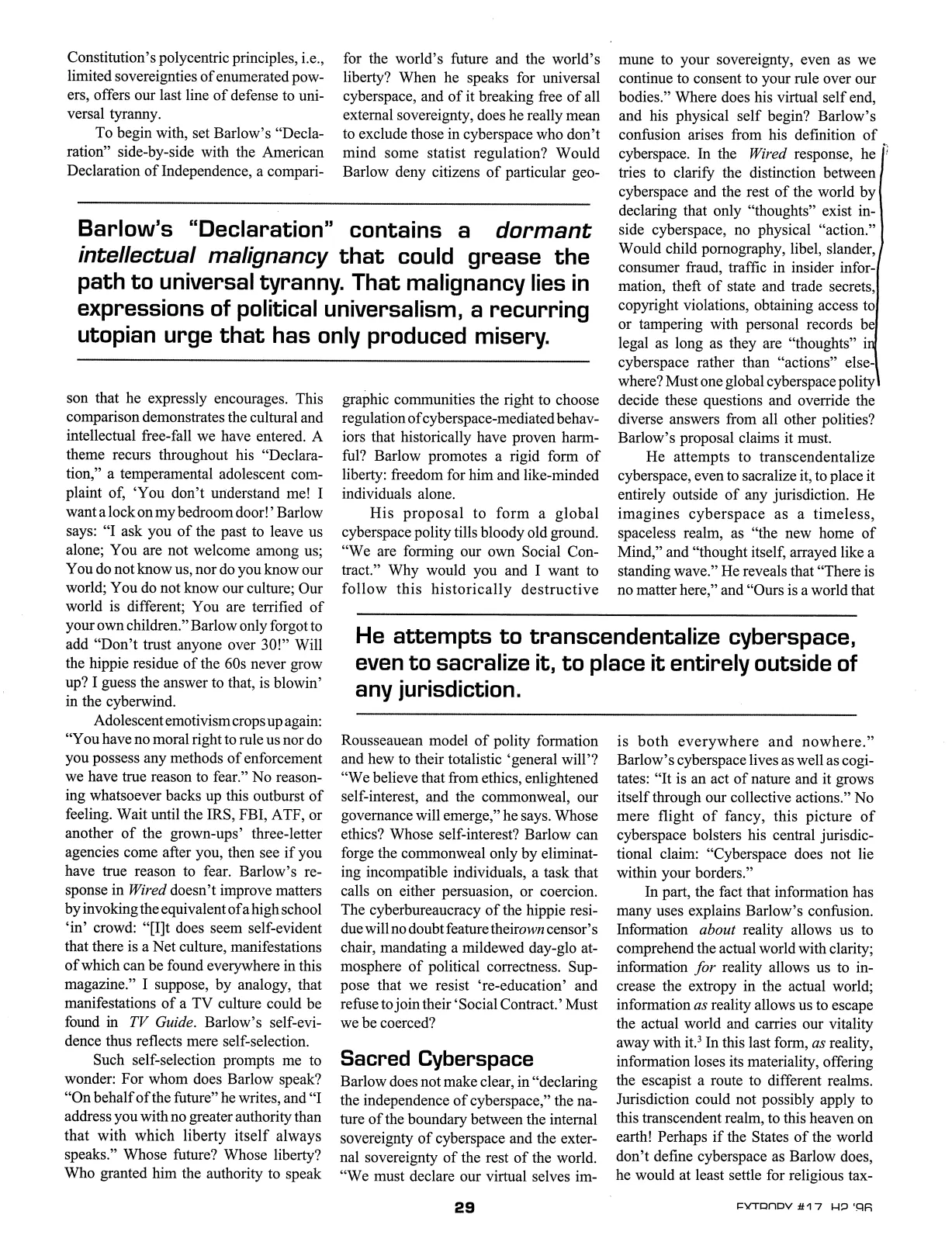 Extropy #17, page 27 (original scan)