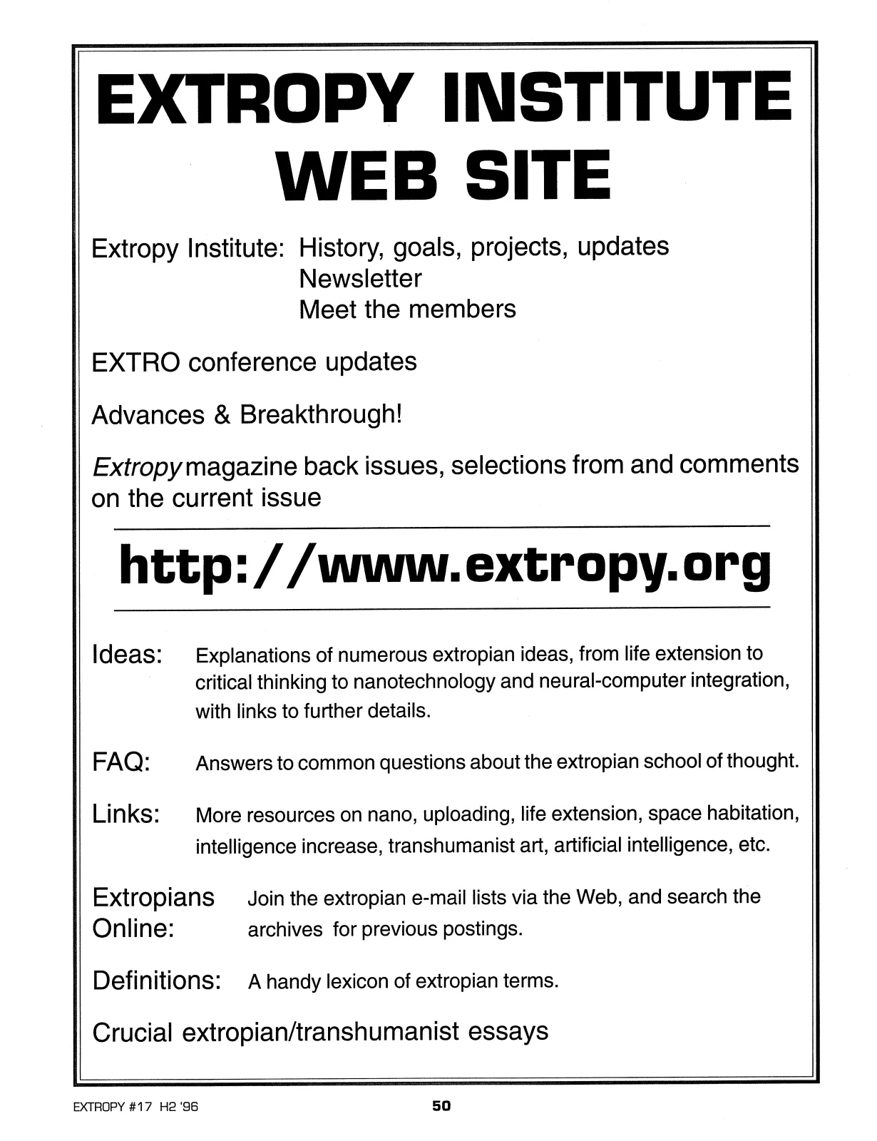 Extropy #17, page 48 (original scan)